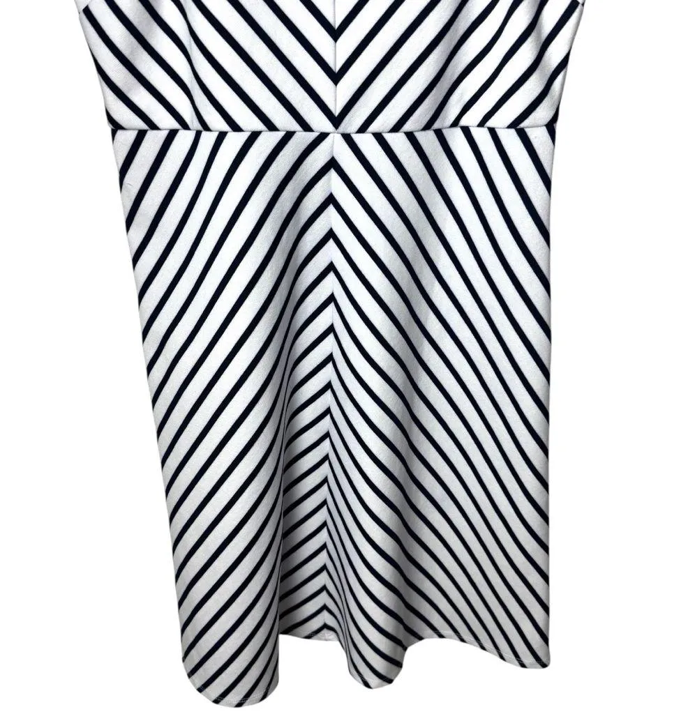 Draper James Navy Blue Chevron Stripe Midi Dress Coastal Yacht Club Adjustable M - Image 4