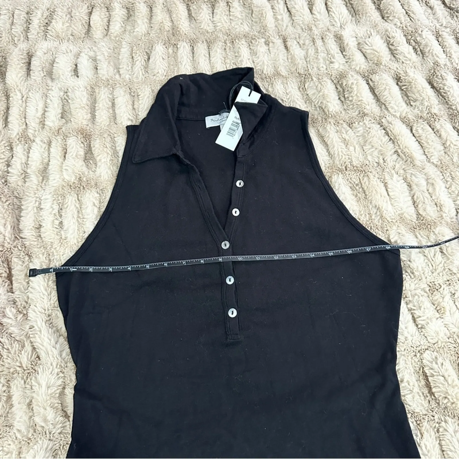 Michael Stars Size 1X Black Norah Sleeveless Polo Shirt NWT Neutral Basic Classy - Image 10