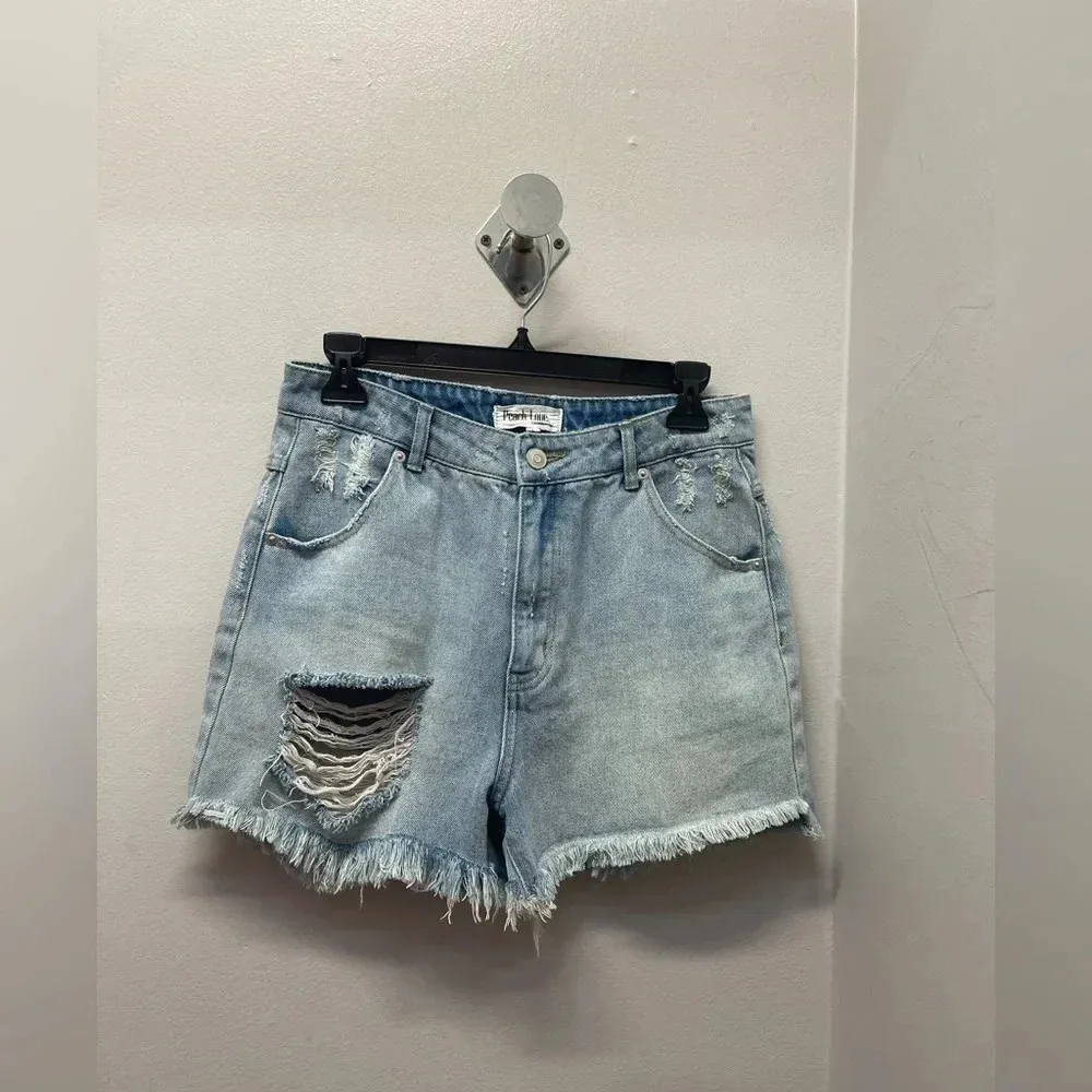 Peach Love Distressed Denim cut off shorts - Image 3