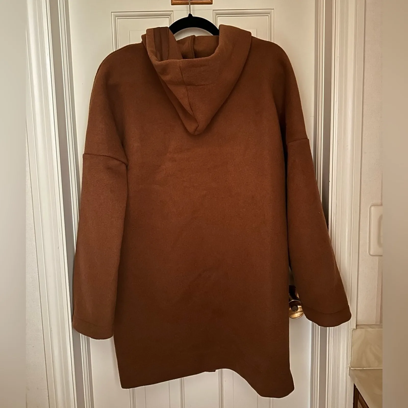 Only Child Sonora Hooded Wool Coat in Umber Brown - Image 4