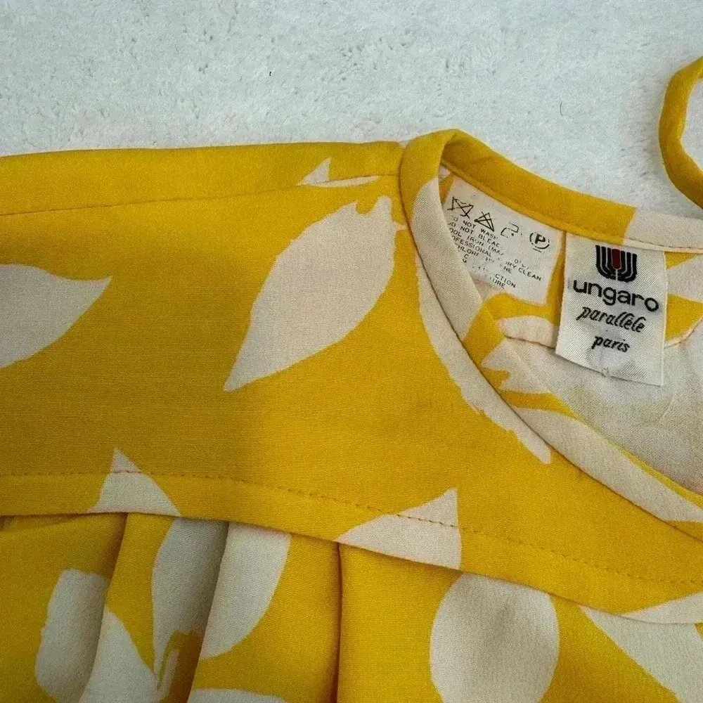 Vintage‎ Ungaro Parallele Paris silk Dress Yellow Size 12 - Image 9