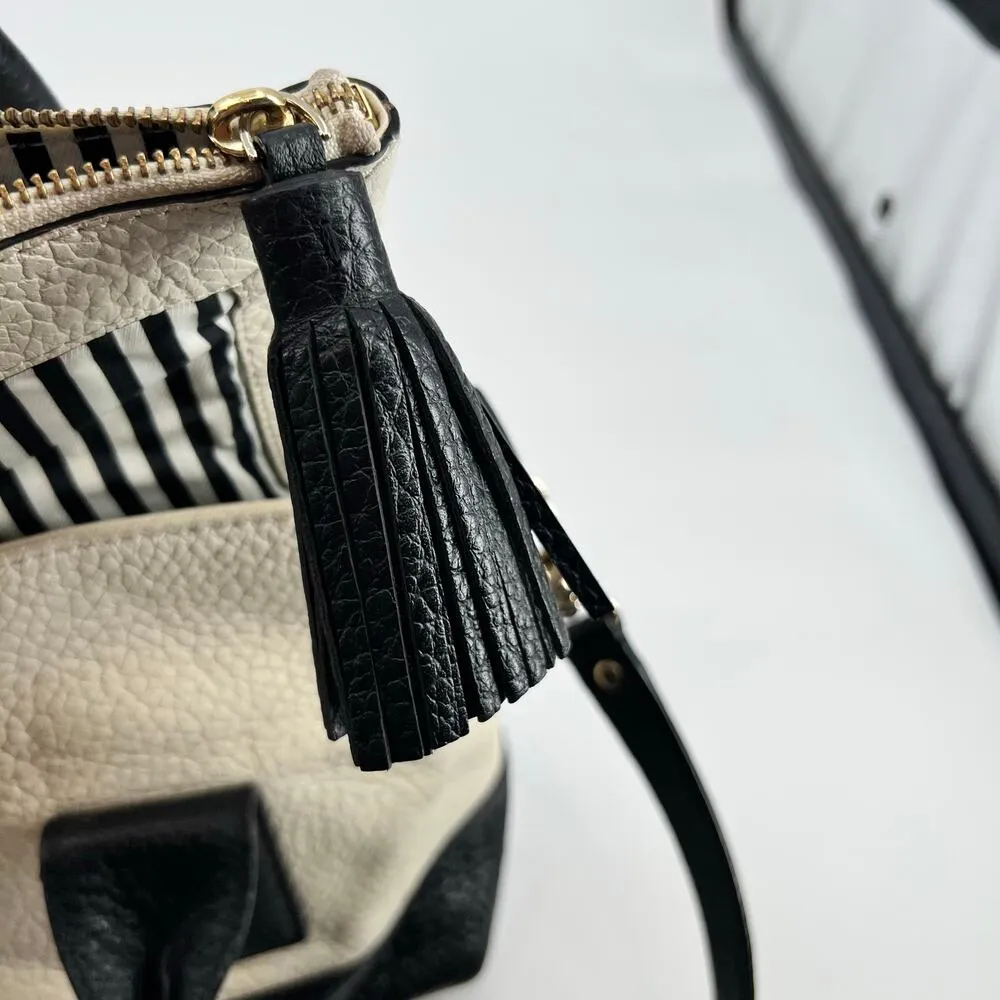 Kate Spade Southport Avenue Carmen Convertible Satchel Handbag Purse cream black - Image 9
