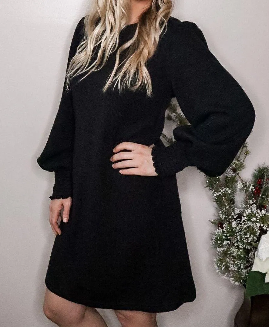Black Long Sleeve Sweater Dress - Image 2