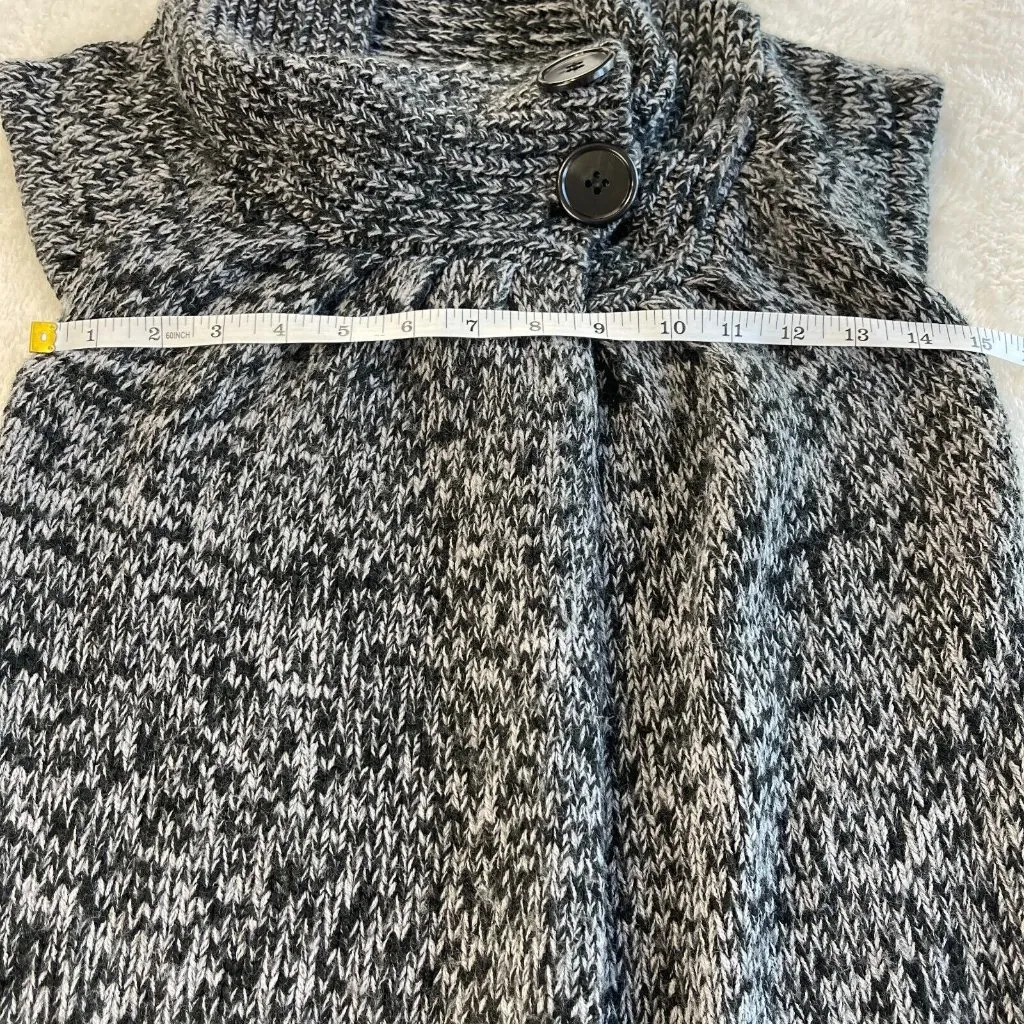 Derek Heart Chunky Knit‎ Cardigan Sweater Juniors Size S Gray 2 Button High Neck - Image 7