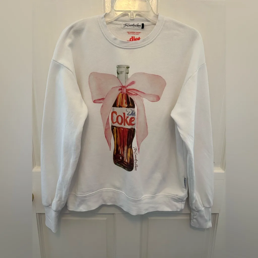 The Laundry Room  Diet Coke Bow Sweatshirt White Small - Image 2