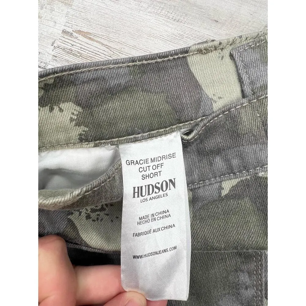 Hudson GRACIE Camouflage Pattern Frayed Hem Five Pocket Cutoff Shorts Size 27 Green - Image 13