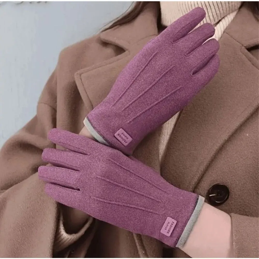 Touchscreen Compatible Winter Thermal Finger Driving Gloves PURPLE Causal OS - Image 2