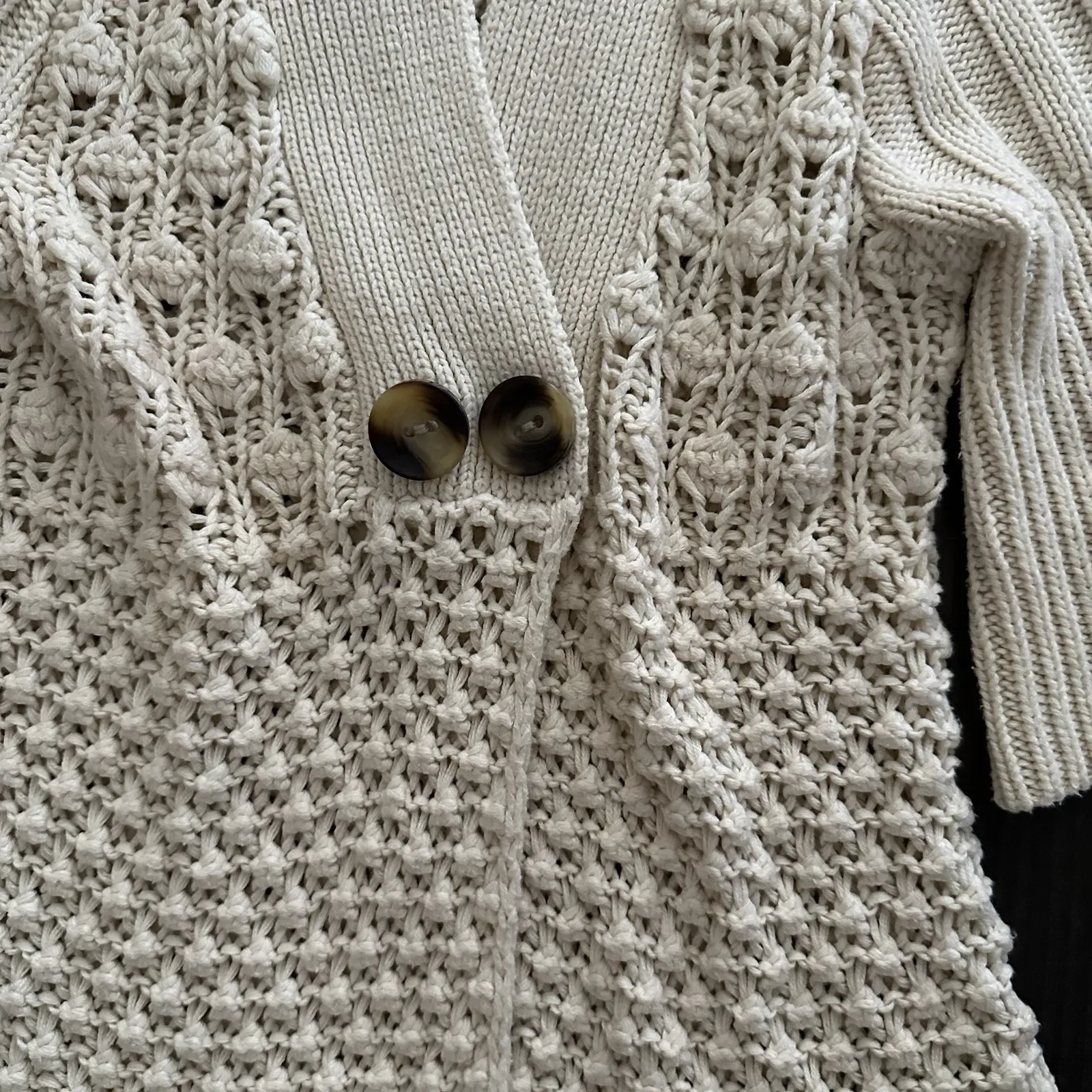 Vintage Fisherman Quiet Luxury Sweater Cream‎ Coastalcore Cable Knit Y2K Women M - Image 3