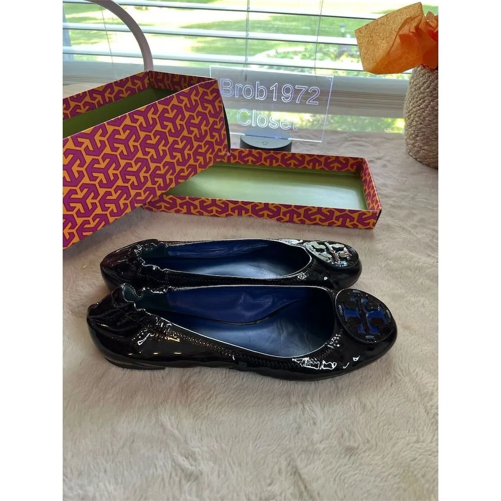 Tory Burch Reva Ballet Flats Women’s Size 9 Brown Patent Leather Slip Re… - Image 2