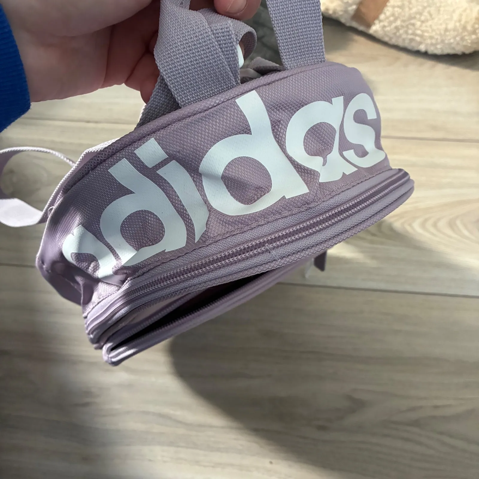 Adidas Mini Backpack Lavender Trefoil Logo Adjustable Straps Women - Image 3