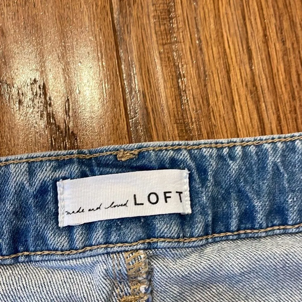 Loft the curvy straight crop distressed knee jeans 32 - Image 7