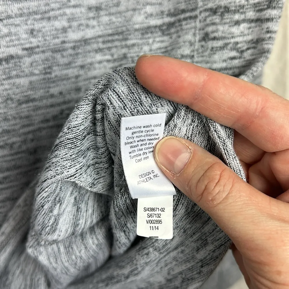 Athleta Heathered Grey Techie Cowl Neck Kangaroo Pocket Hoodie Top Womens Small - Image 7