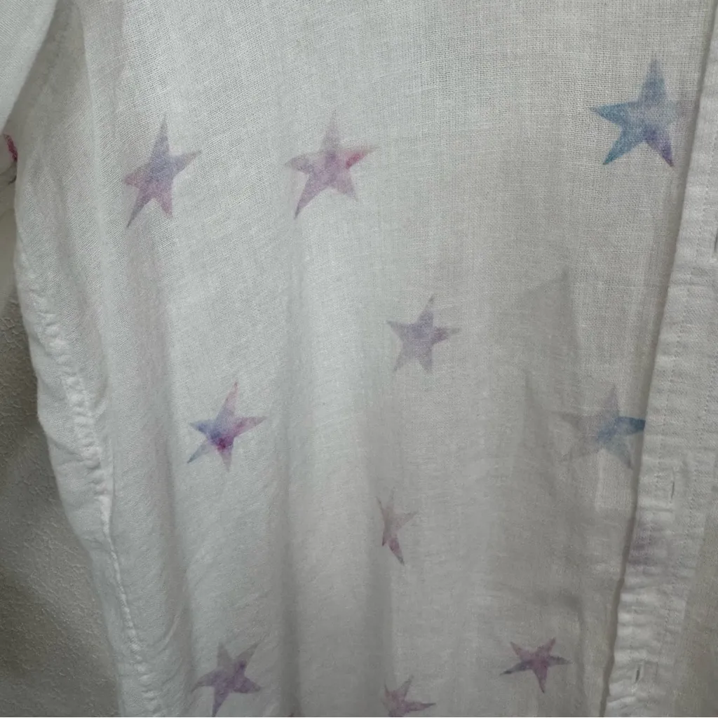 Rails Charli Tie Dye Stars White Linen Button Up Size Small - Image 7