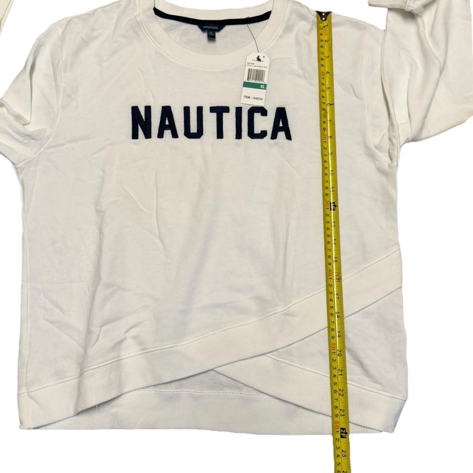 Nautica White Long Sleeve Crossover Hem Sweatshirt Size XL - Image 4