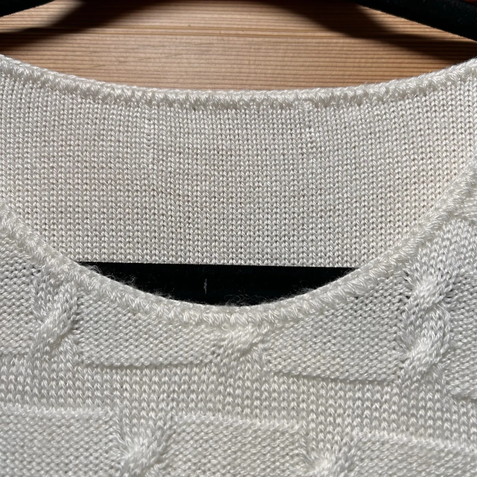 Vintage Retro 80s/90s Women's Small White Cable Knit Sweater Cottagecore Coastal - Image 3