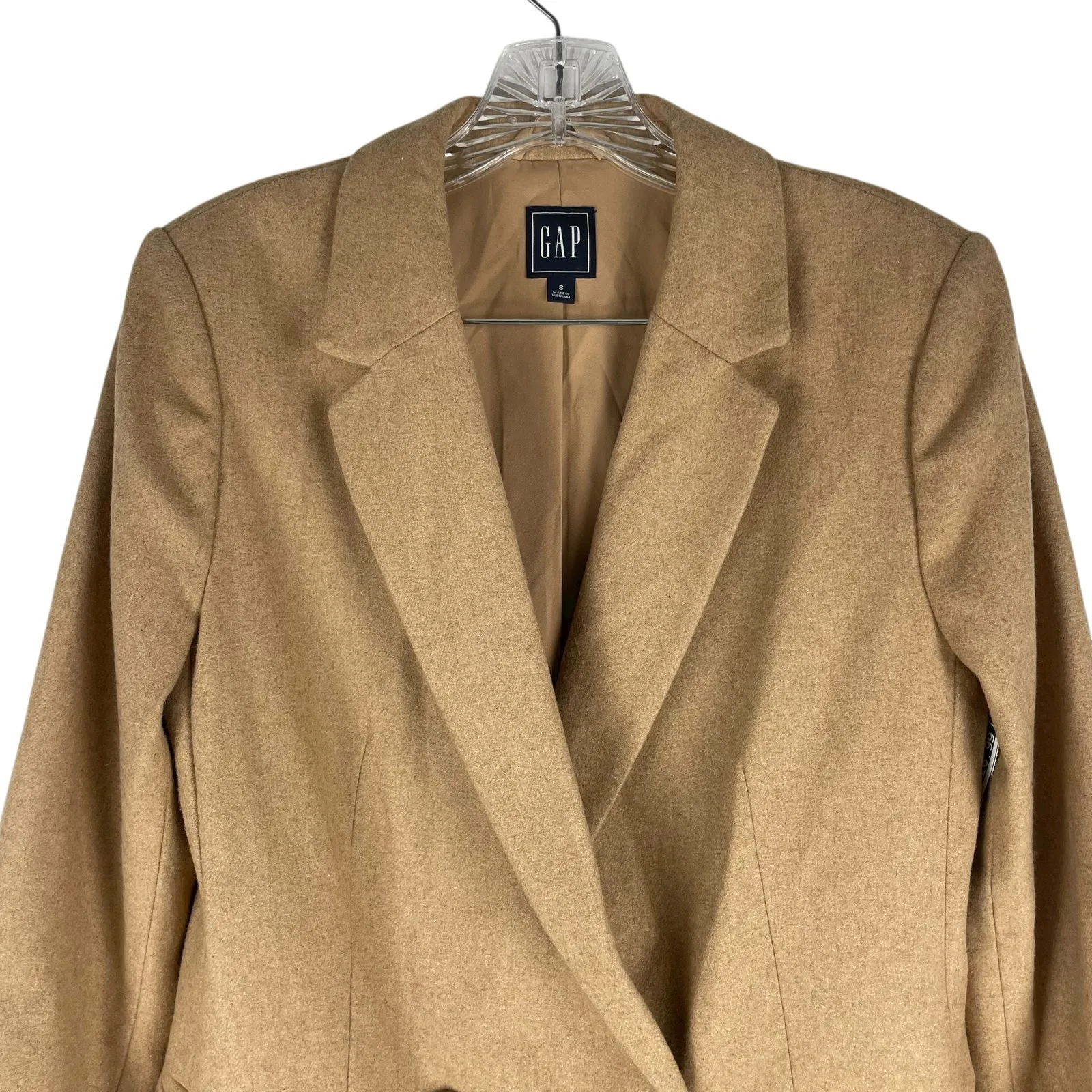 Gap Wool Blend Double Breasted Blazer Jacket Camel Tan Size 8 - Image 5