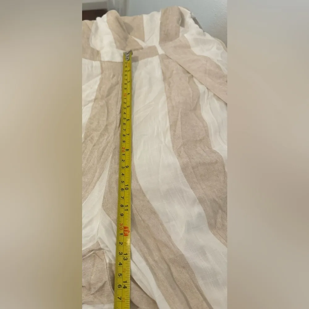 L’Atiste Tan  Striped Sleeveless Jumpsuit Open Back Cotton Linen Wide Leg NWT M - Image 9