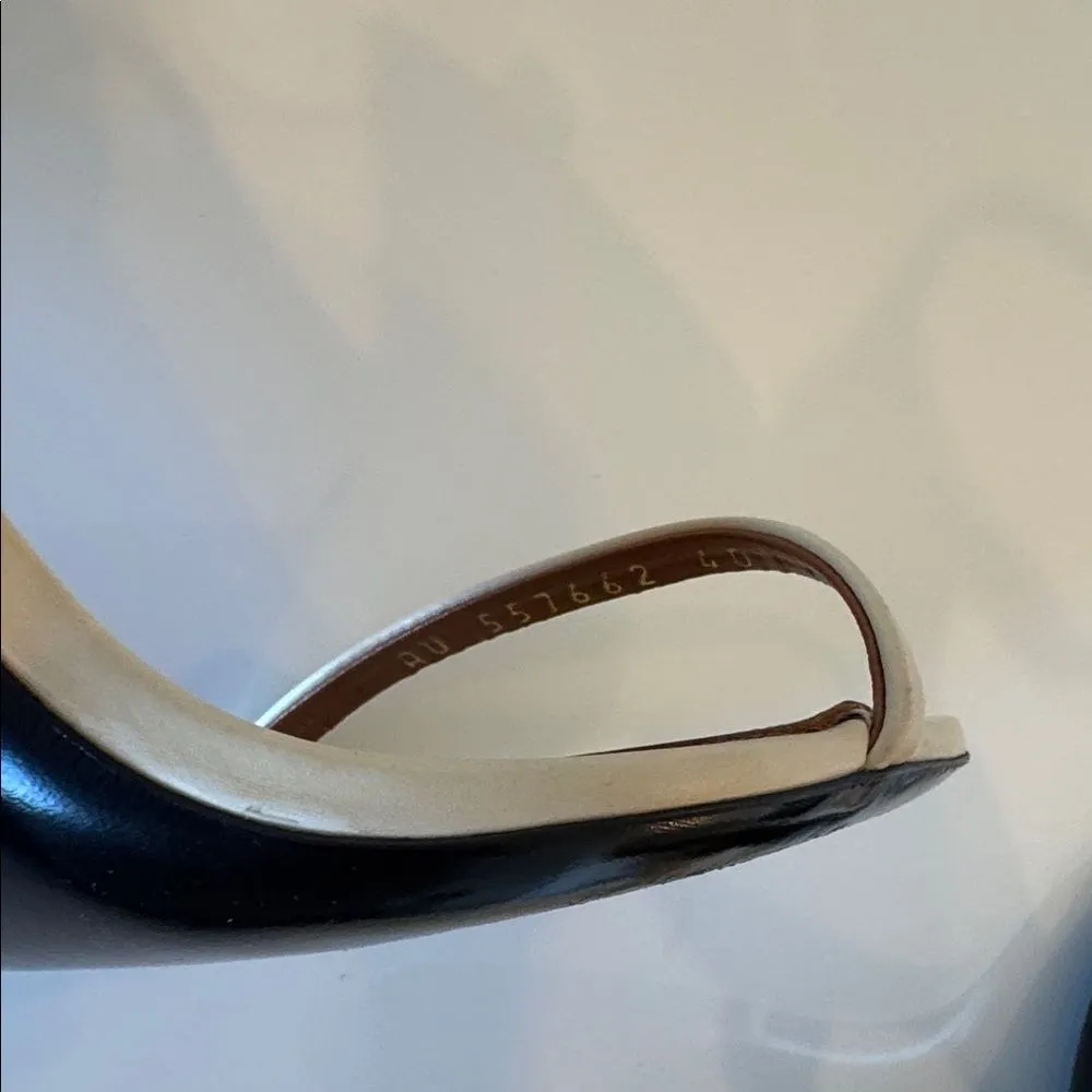 Saint Laurent Opyum YSL Logo Beige Gold High Heel Sandal Size EU 40 US 10 - Image 8