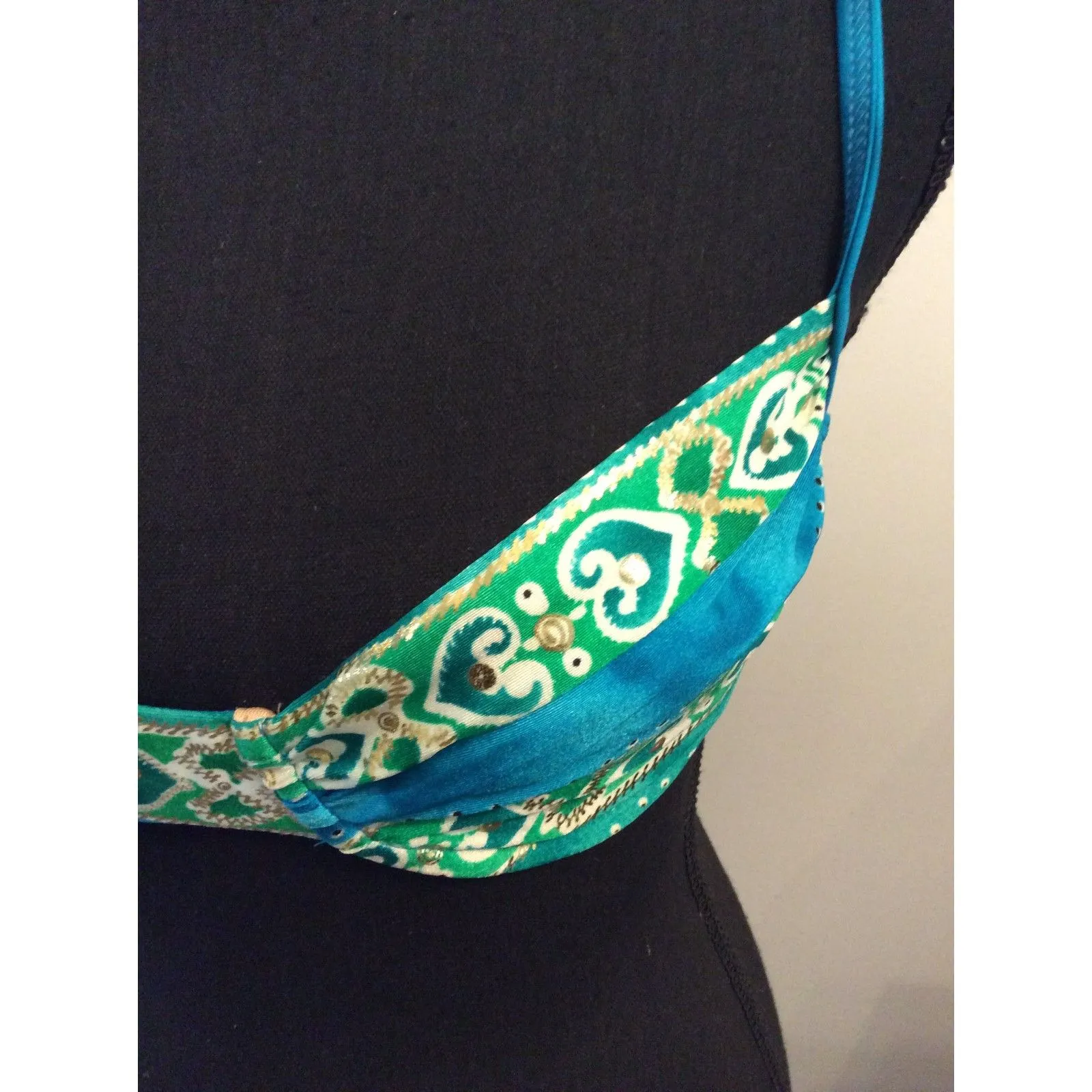 New NWT Gottex Bikini Top Size 8 Teal Blue Greens Gold - Image 6