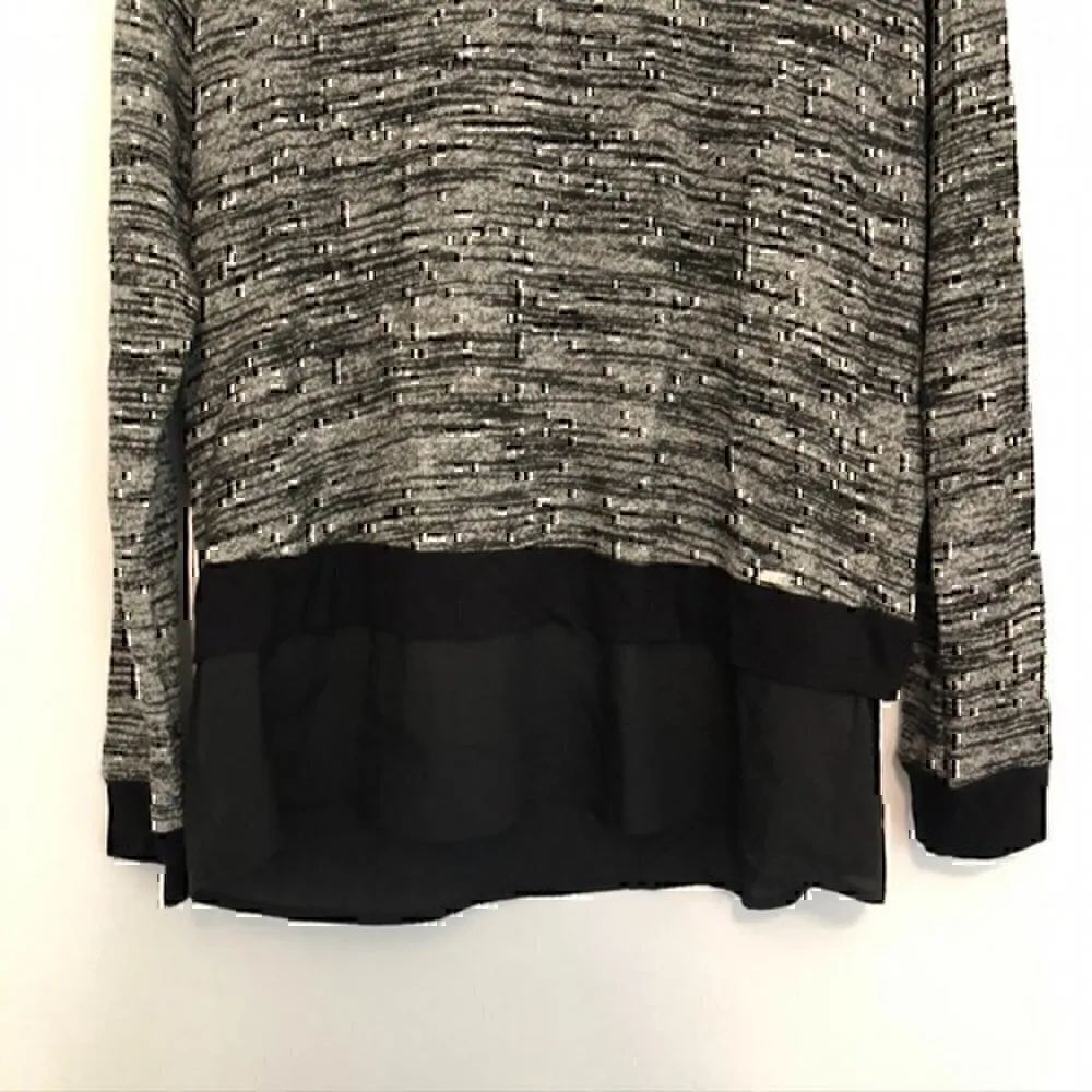 CALVIN KLEIN Black White Marled / Black Twofer Crewneck Pullover Sweater Medium - Image 5