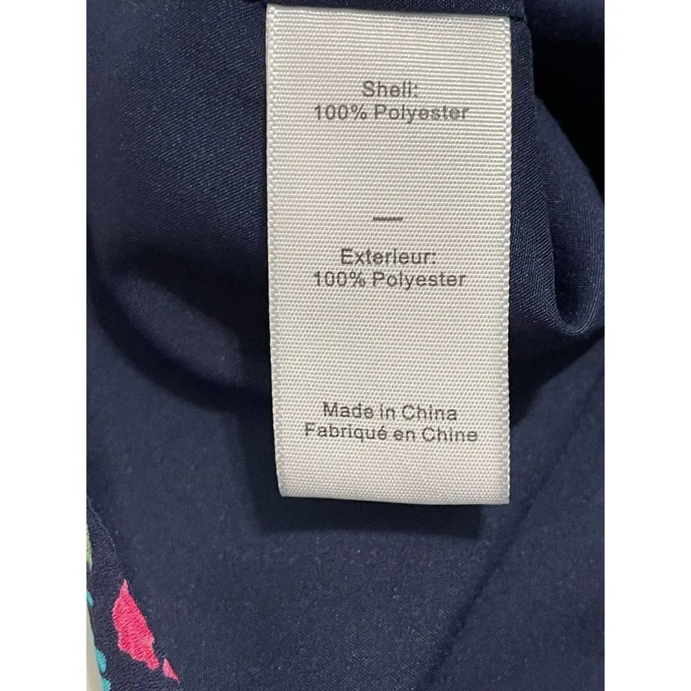 Likely Alias Floral Print Ruched Crop Top‎ Tank Top Cerulean Blue Detail Large - Image 12