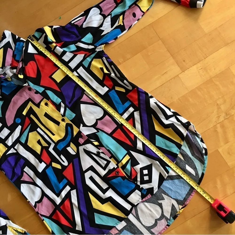 Big Dart Pop Art, Colorful Blouse, Abstract, Graphic, Geometric, Size M (EUR 38) Black Size M - Image 12