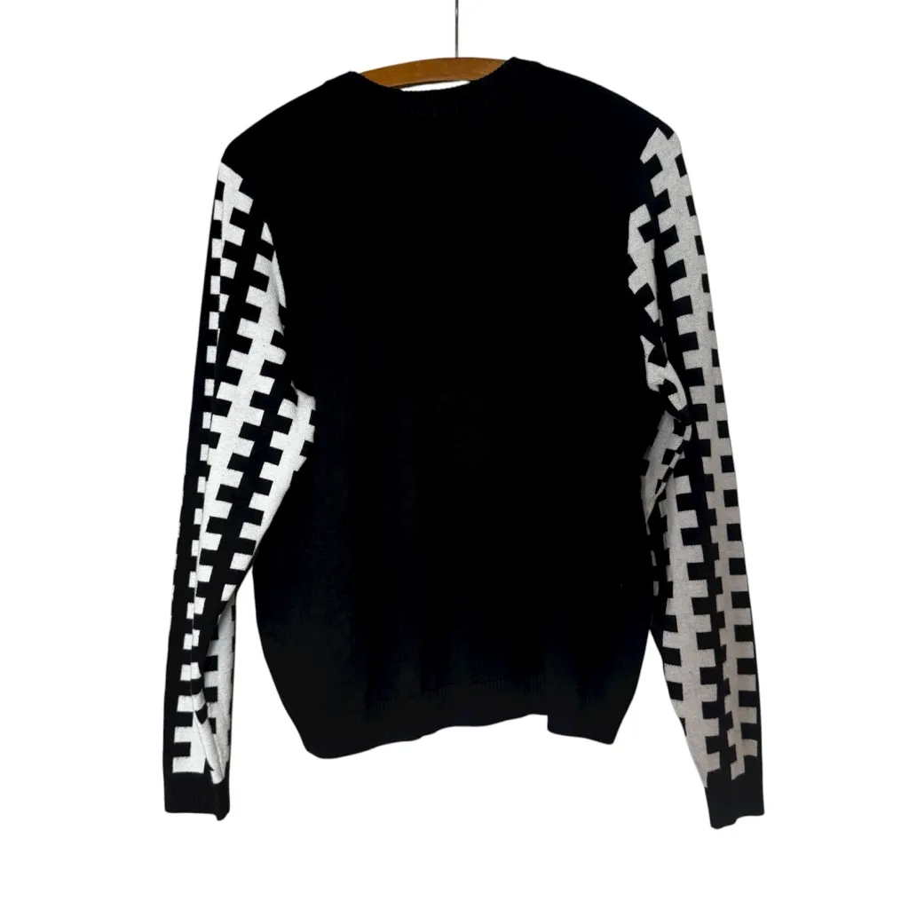 Eloquii White and Black Geometric Vertical Stripe Pattern Pull-On Sweater 18/20 - Image 4
