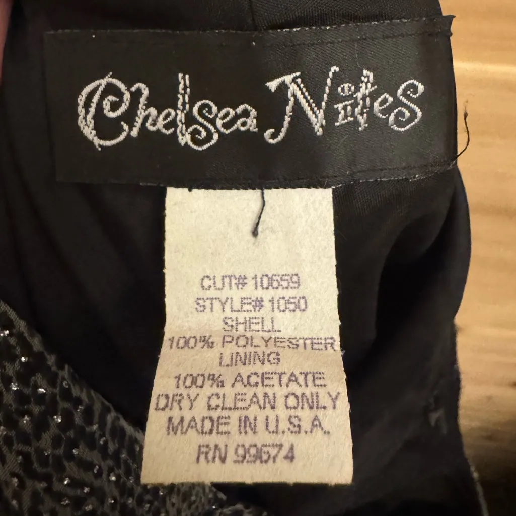 Vintage 90’s Y2K Chelsea Nites Small String Halter Snakeskin Shimmery Dress Black - Image 11