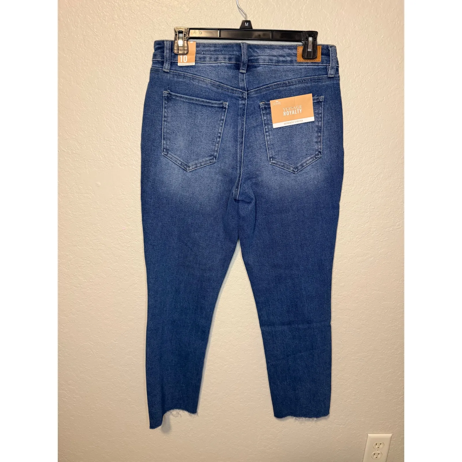 Royalty High Rise Straight Jeans Vintage Wash Button Fly Raw Hem Womens - Image 2