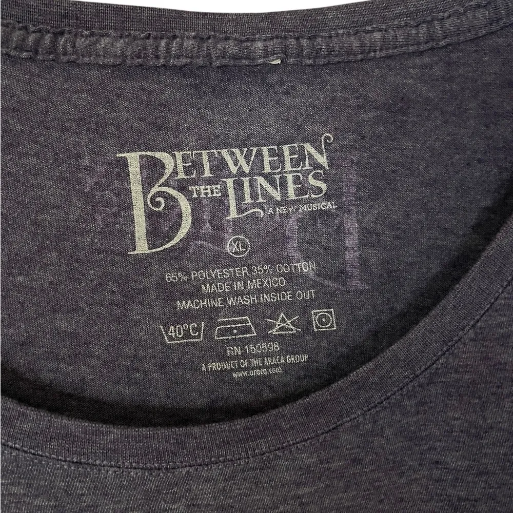 Rare Off Broadway Between The Lines Purple Tee Size XL - Image 2
