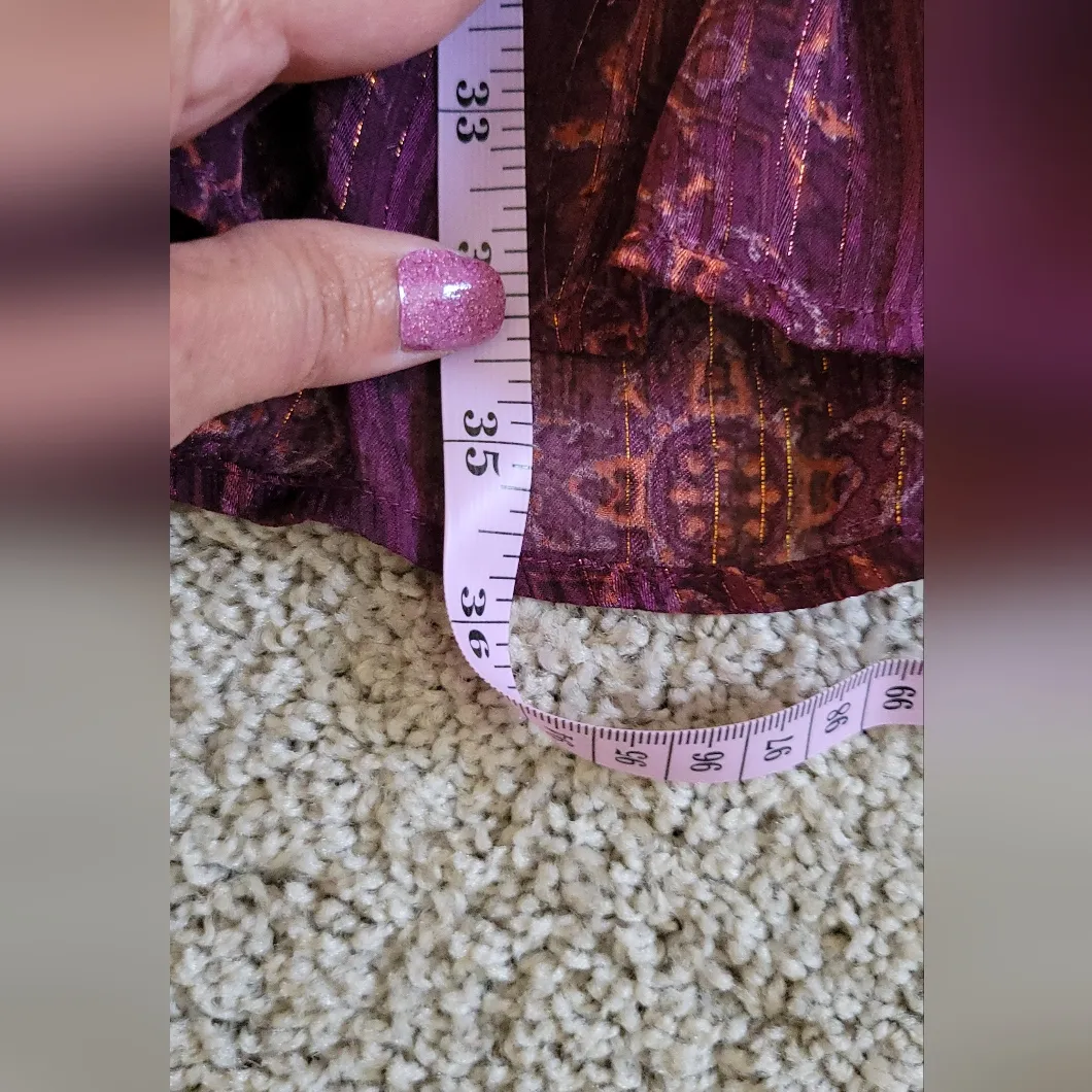 Frye and Co. Midi Flounce Royal Plum Combo Long Sleeve V - Image 15