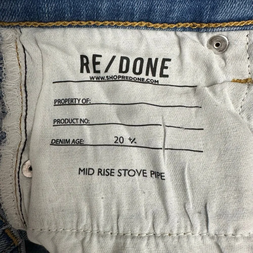 RE/DONE 24 Mid Rise Stove Pipe Jeans Light Wash Premium Casual Denim in Hacienda - Image 4