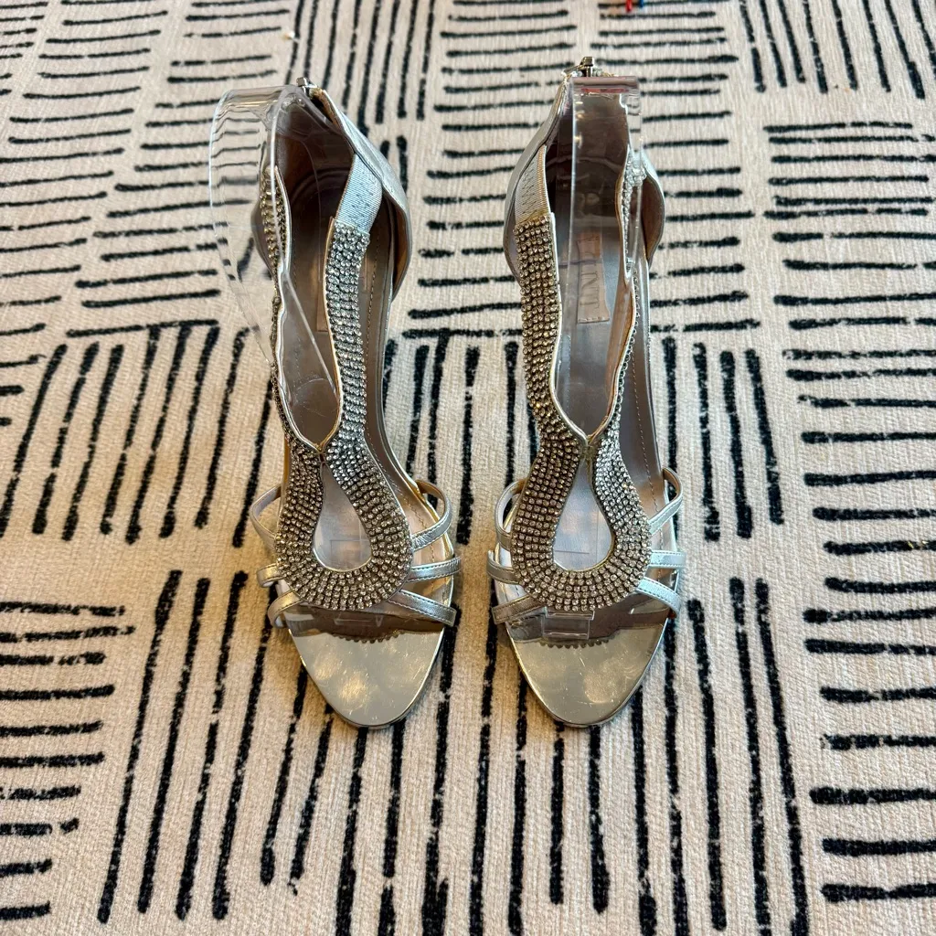 Glint Silver Strappy Heels Size 8 - Image 4