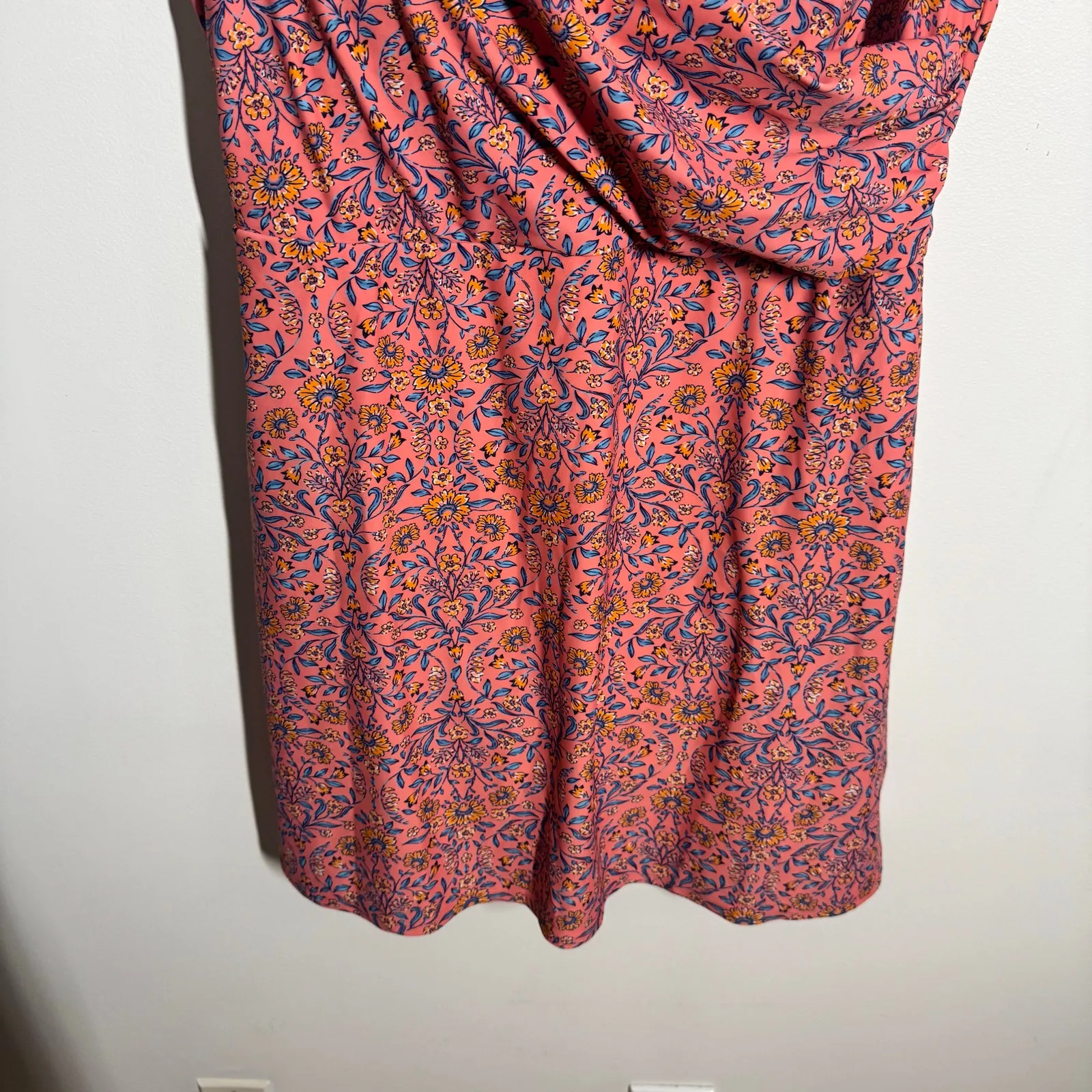 Lands End Women Coral Floral Chlorine Resistant Wrap Swim Dress Size XL Beach - Image 11