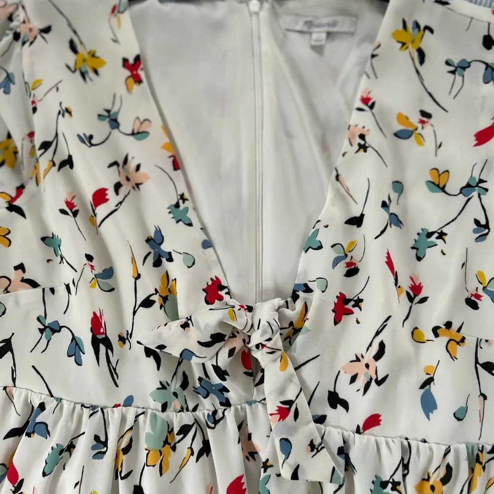 MadewellFloral Print Empire Waist Dress with Bow Detail Short Sleeve  Dress - Image 4