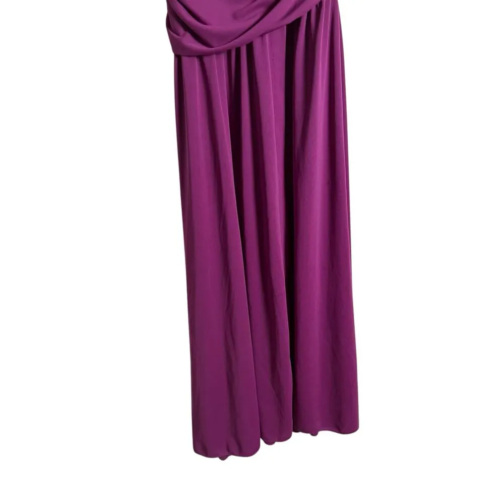 Tanya Taylor Nami Purple Asymmetric Boat Neck Draped Cap Sleeve Gown Size 10 - Image 10