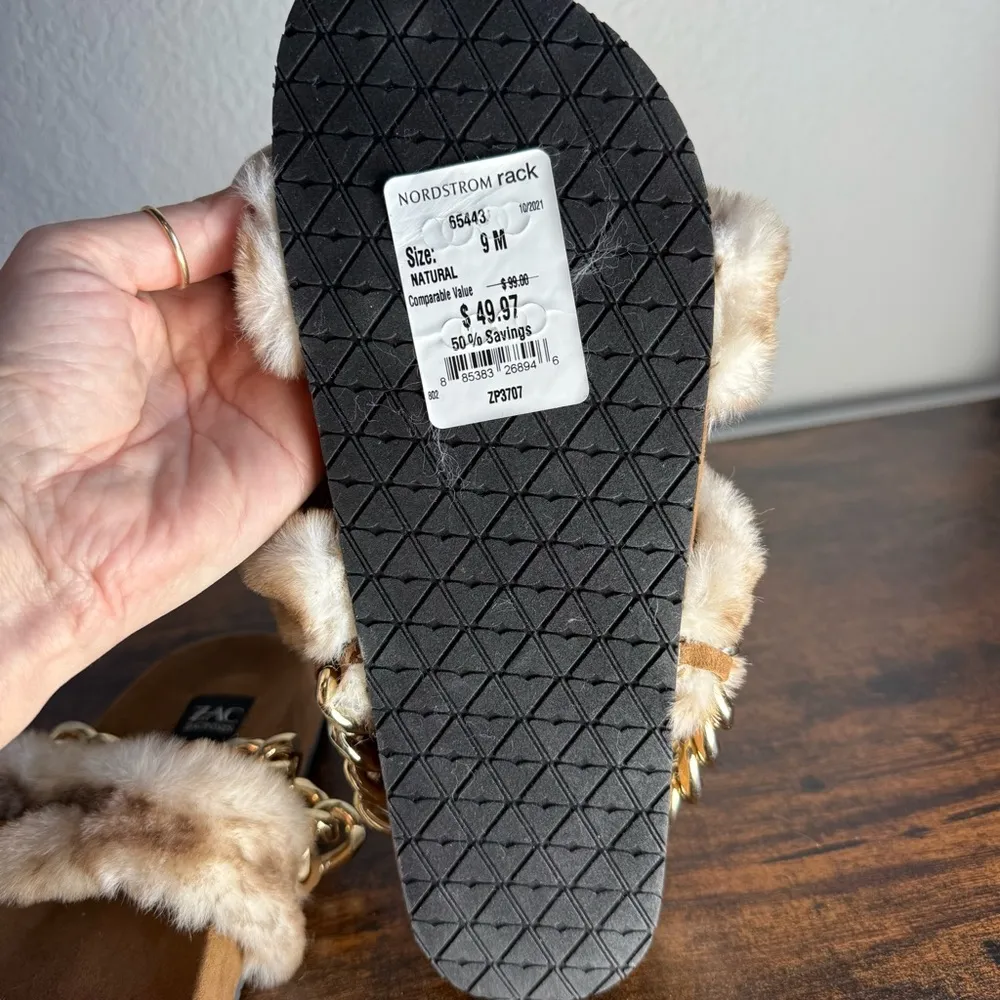 Zac Posen Brown Plush Fur Sandals - Image 2