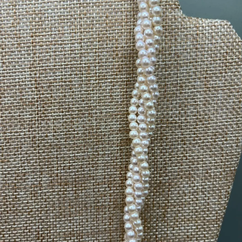 Napier Pearl Necklace Twisted 4 Strands 24” Bridal Vintage Napier Gold - Image 3
