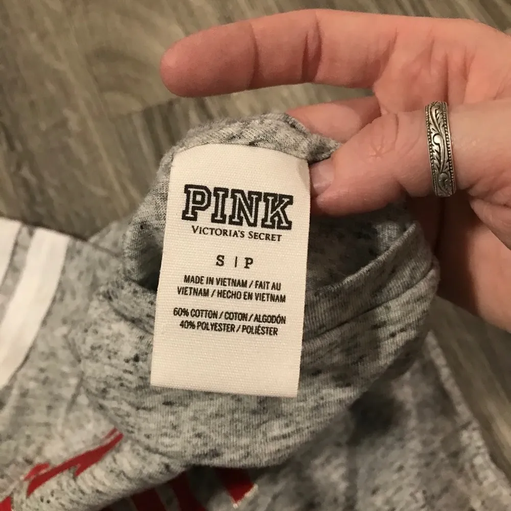 Victoria’s Secret PINK Grey T-Shirt; size small women’s - Image 3