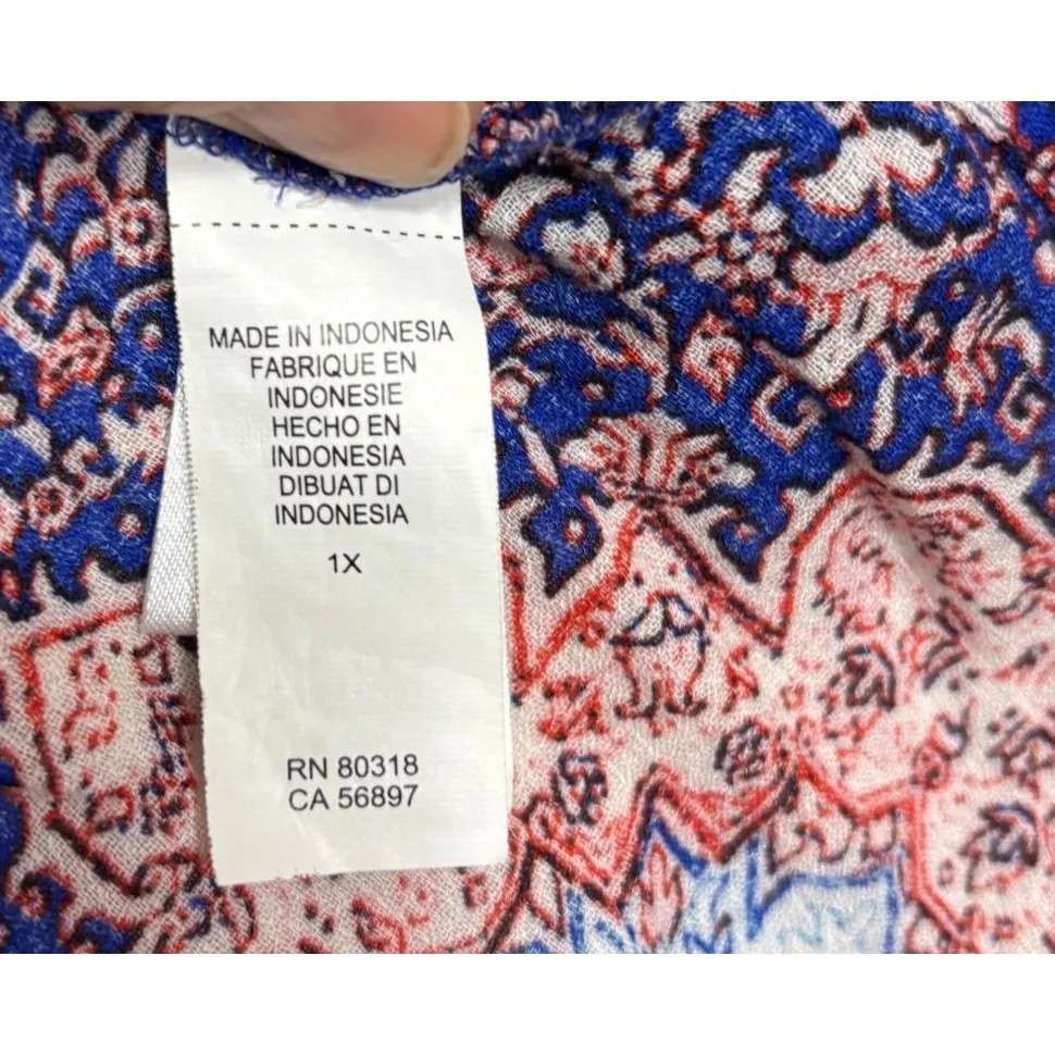 Lucky Brand Peasant Top Womens 1X  Purple Floral Boho Flowy Relaxed Casual Comfy - Image 6