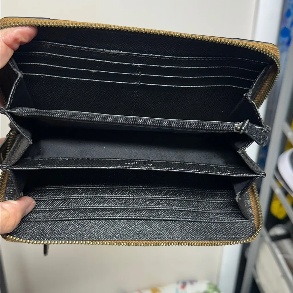 Coach Mercer Metallic Bronze Leather Zip-Around Credit Card Long Wallet - Image 6