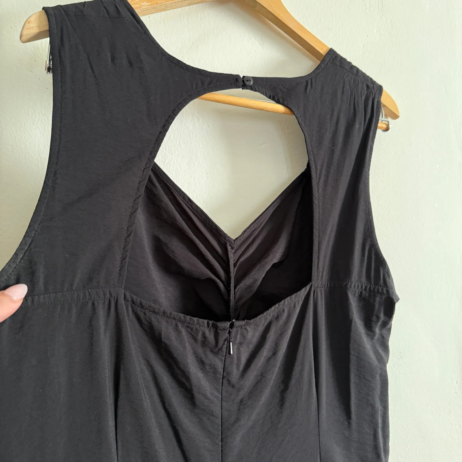 CHELSEA28 | Black Ruched High Low Cutout Back Midi Dress | 1X - Image 9