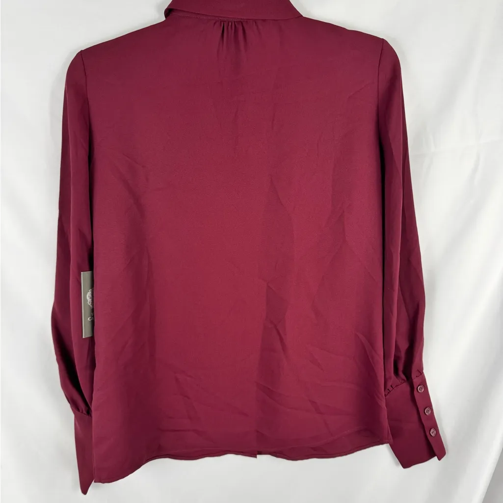 Vince Camuto Red Bishop Sleeve Blouse with‎ Notched Collar - Image 5