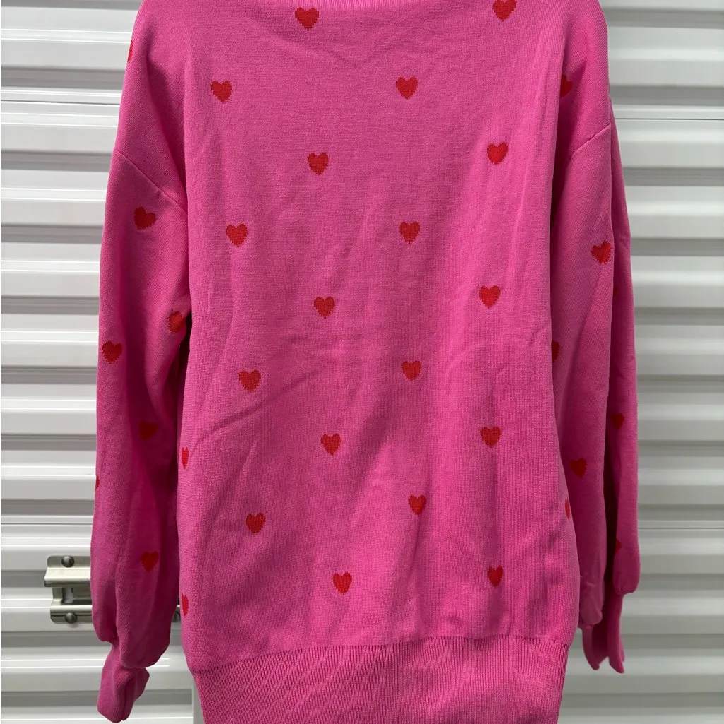 Heartbreak Charming Pink Heart Turtleneck Sweater Size M - Image 3