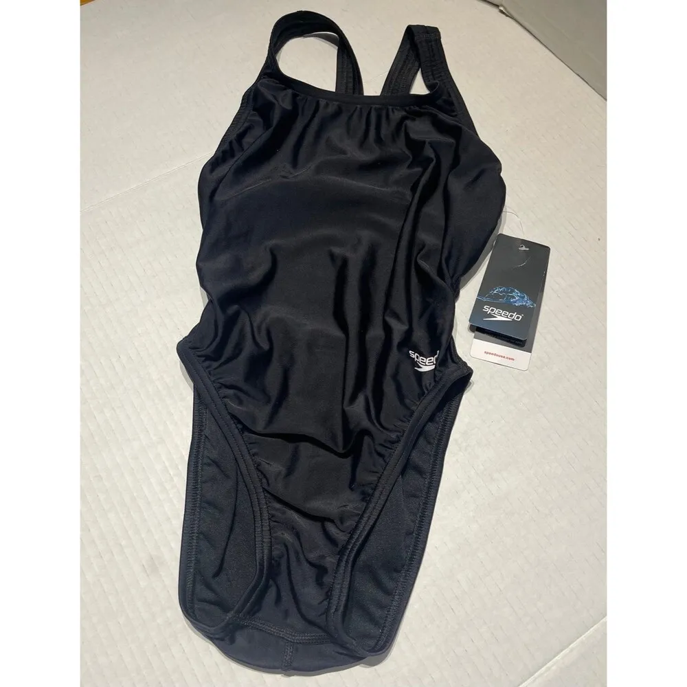 Speedo Pro LT Super Back Swimsuit  Size 2 (28) Black New With Tags - Image 2