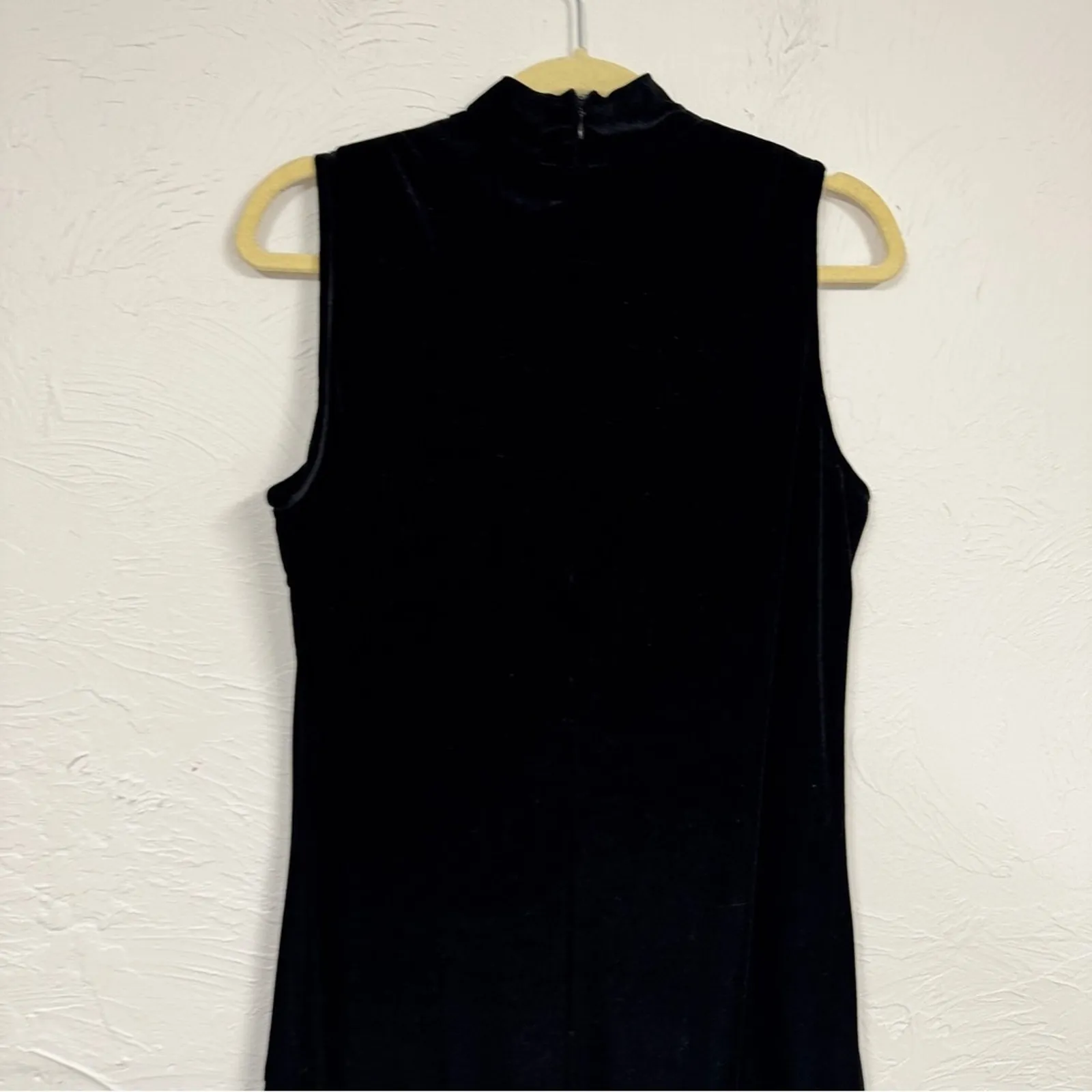 Vintage Black Velvet Maxi Dress Womens L Red Floral Print Sleeveless Formal 90s Size L - Image 8