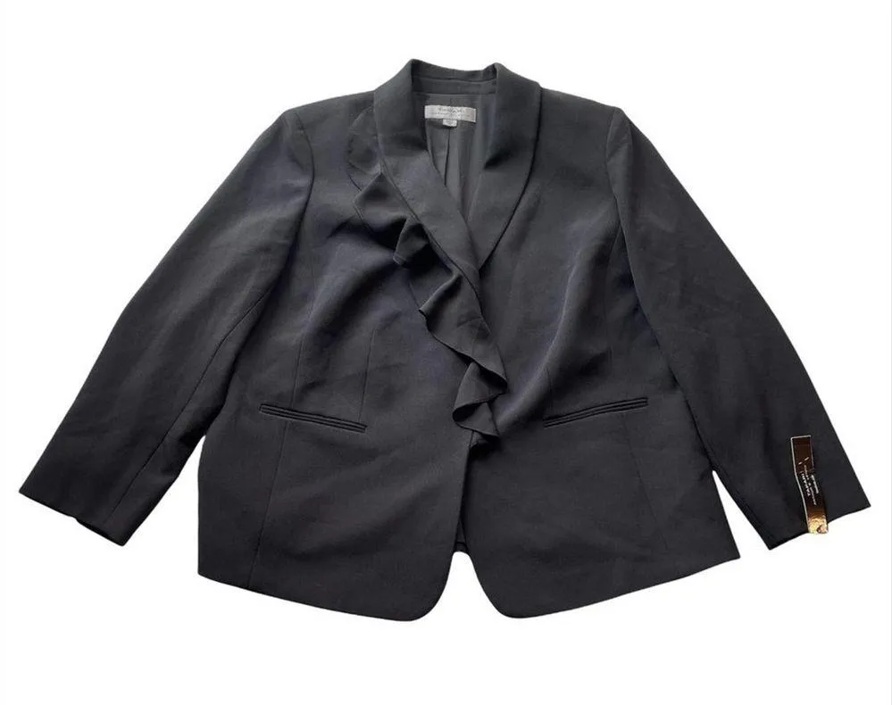 Tahari Arthur Levine ASL Blazer Jacket Black 14W Chiffon NWT Formal - Image 9