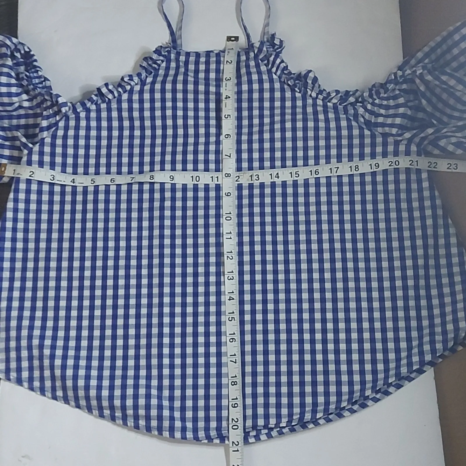 Abound Gingham Cold Shoulder Blouse M Cottagecore Coquette Girl Boho Preppy Twee - Image 7