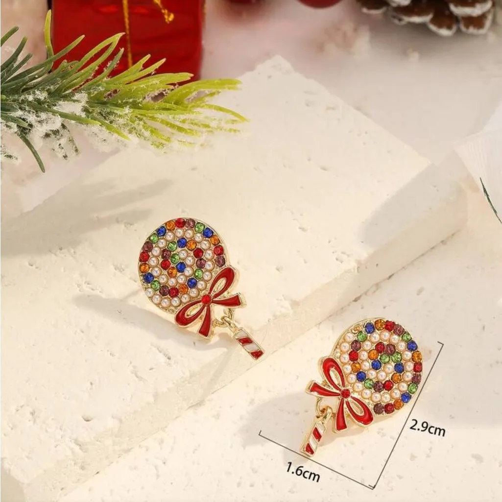 Colorful Lollipop Earrings Red - Image 4