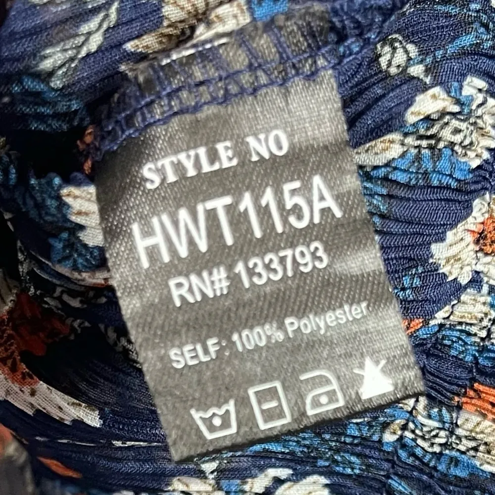 POL Medium Peasant Floral Boho Pleated Puff Sleeve Crop Top Cottagecore Tassel - Image 7